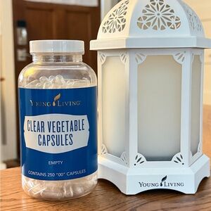 Young Living Blue Capsule Bottle with White Lantern